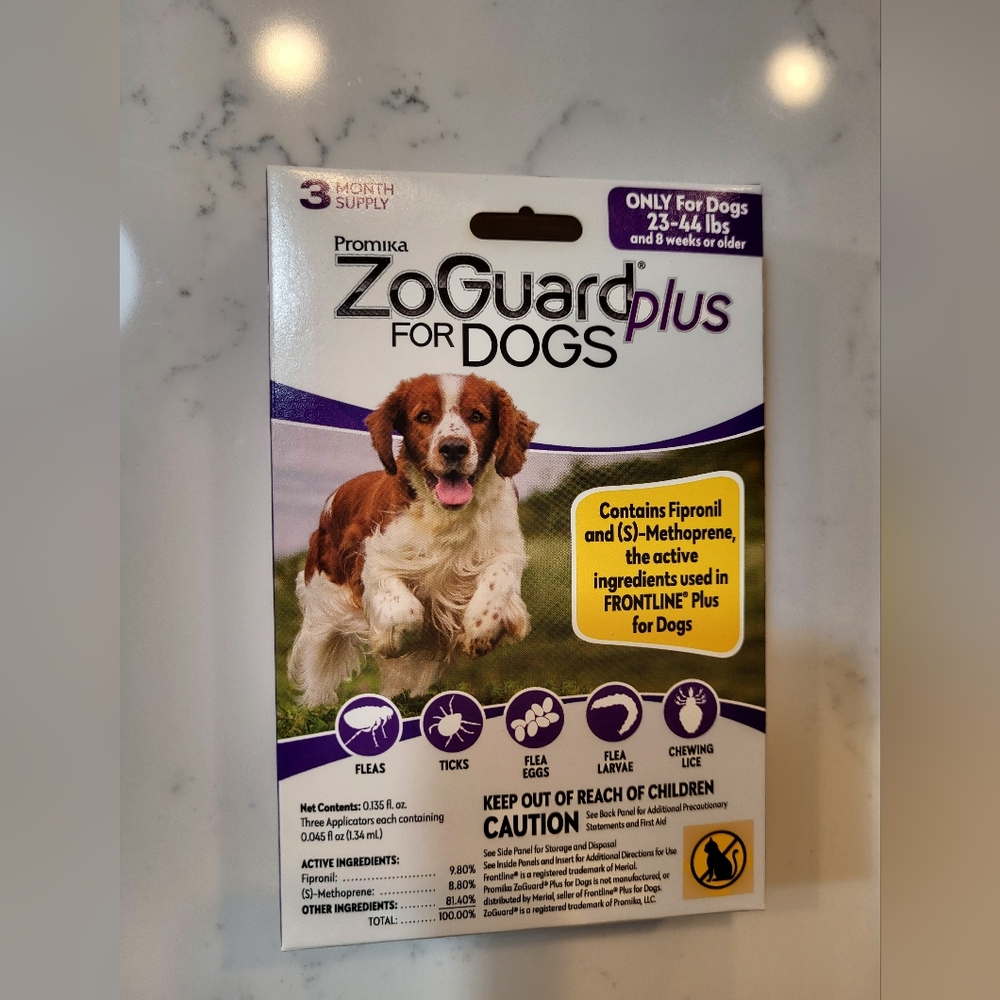 ZoGuard Plus Flea & Tick Drops for Medium Dogs 23-44 lbs 3 MO Supply